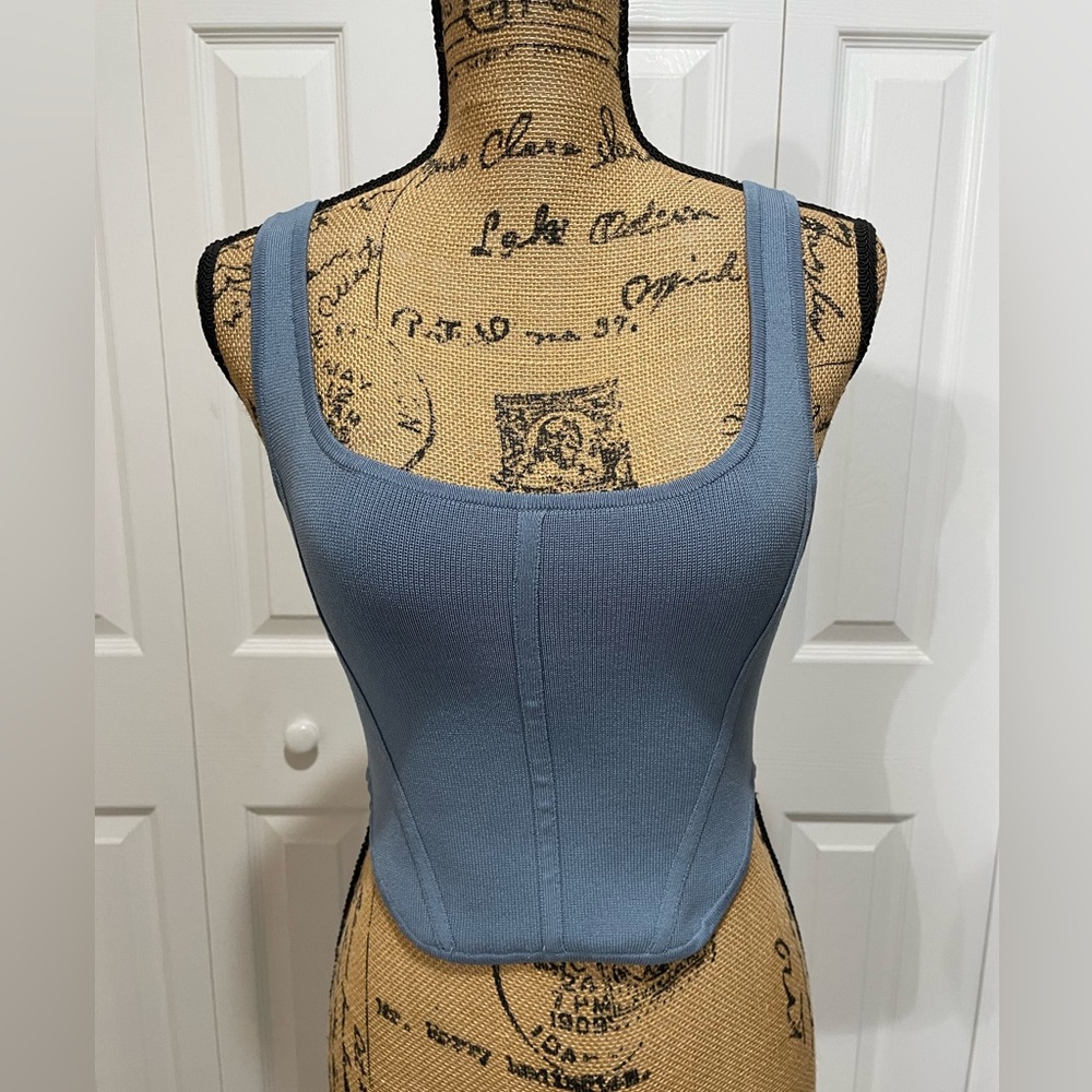 Babaton Blue Knit Crop Top